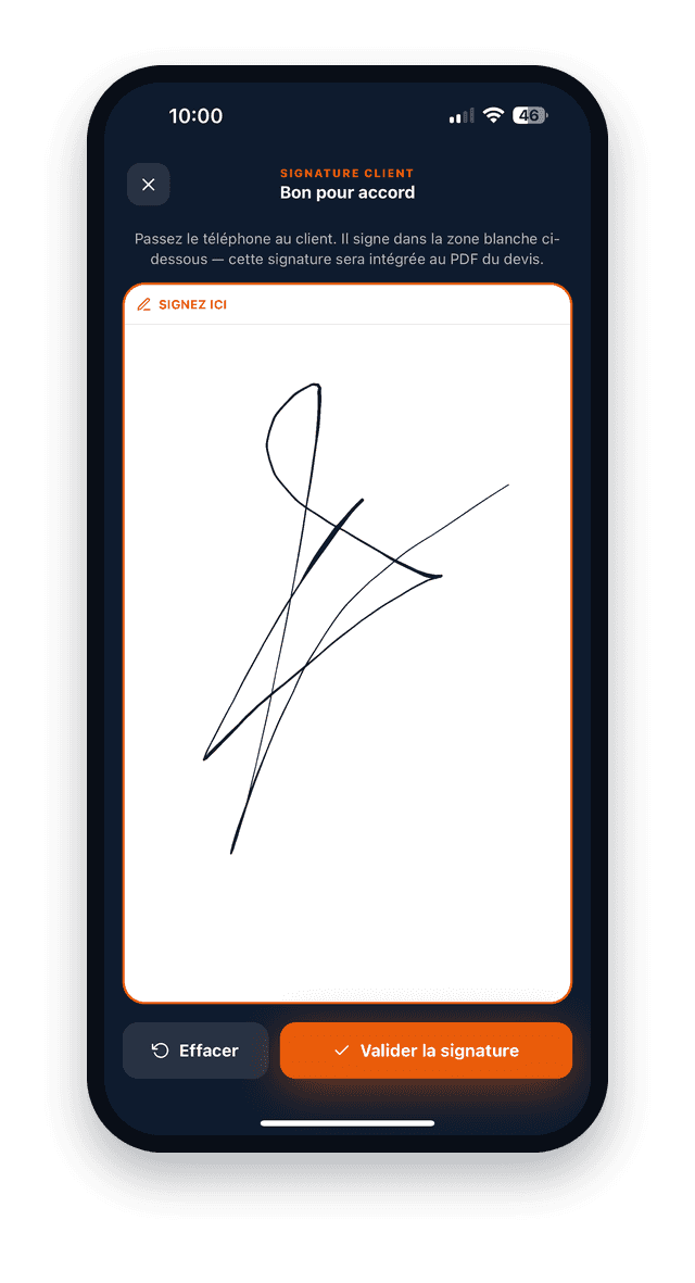 Bon pour accord — signature du client